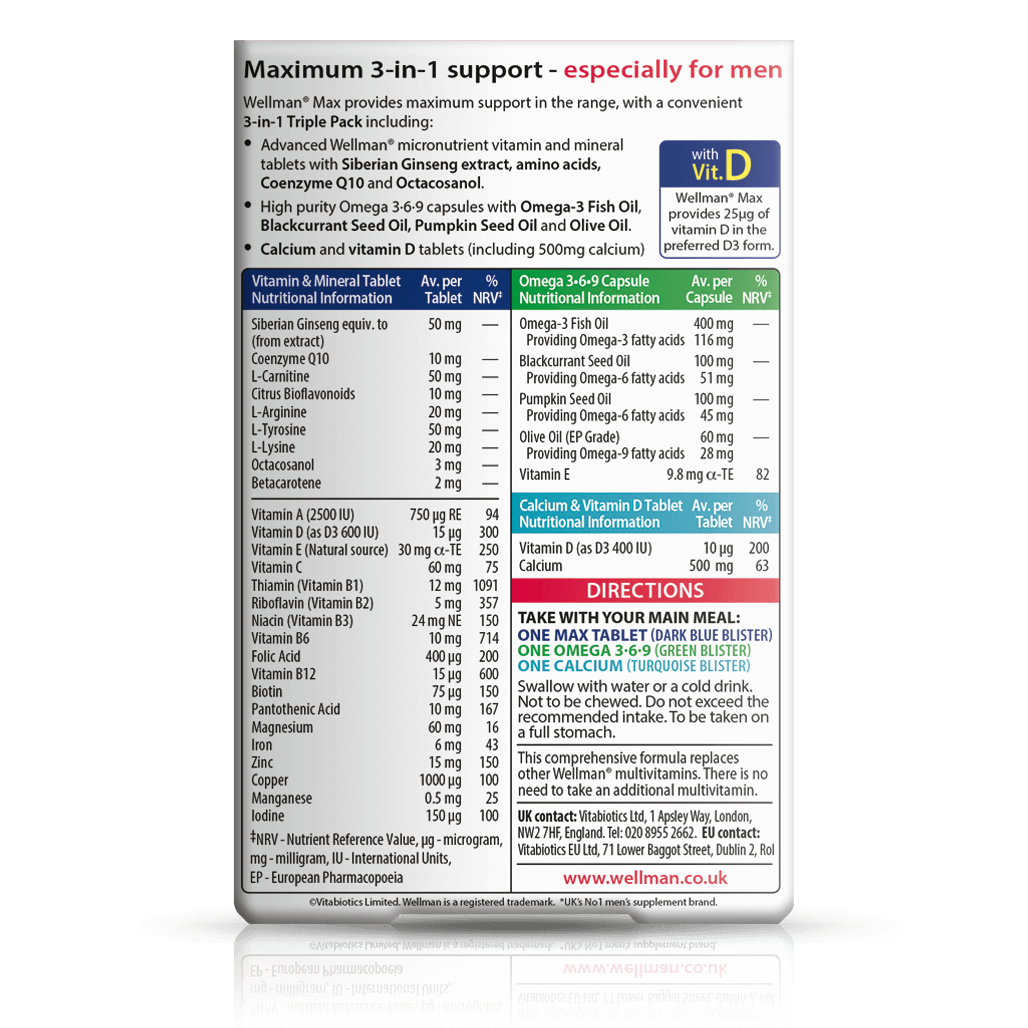 Wellman® Max By Vitabiotics Daily Supplement For Men
