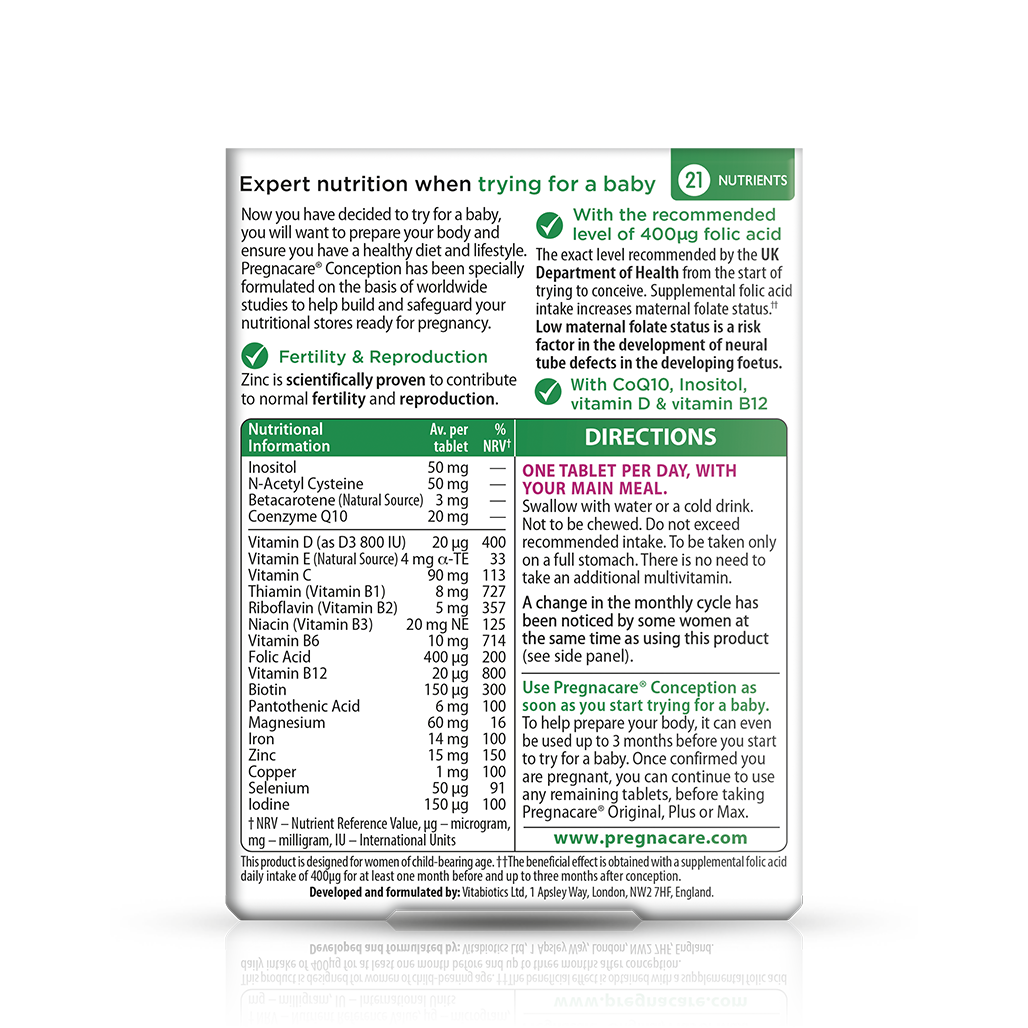 Pregnacare® Conception Tablets By Vitabiotics