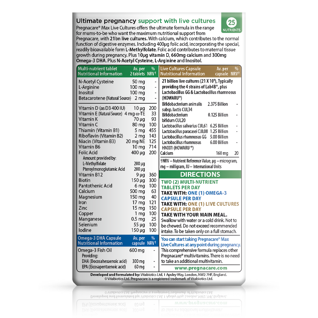 Pregnacare Max + Live Cultures