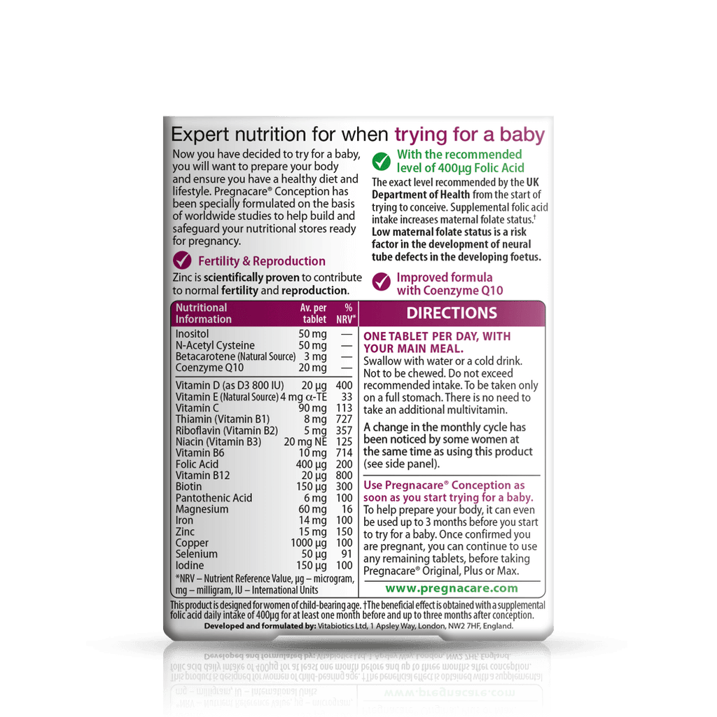 Conception Rissbel Pregnacare® Conception Tablets By Vitabiotics